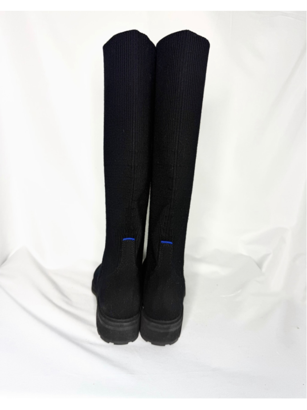 Women's Rothy’s The Tall Lug Boot Black Knit Knee-High Boots Size 7 - Picture 5 of 8